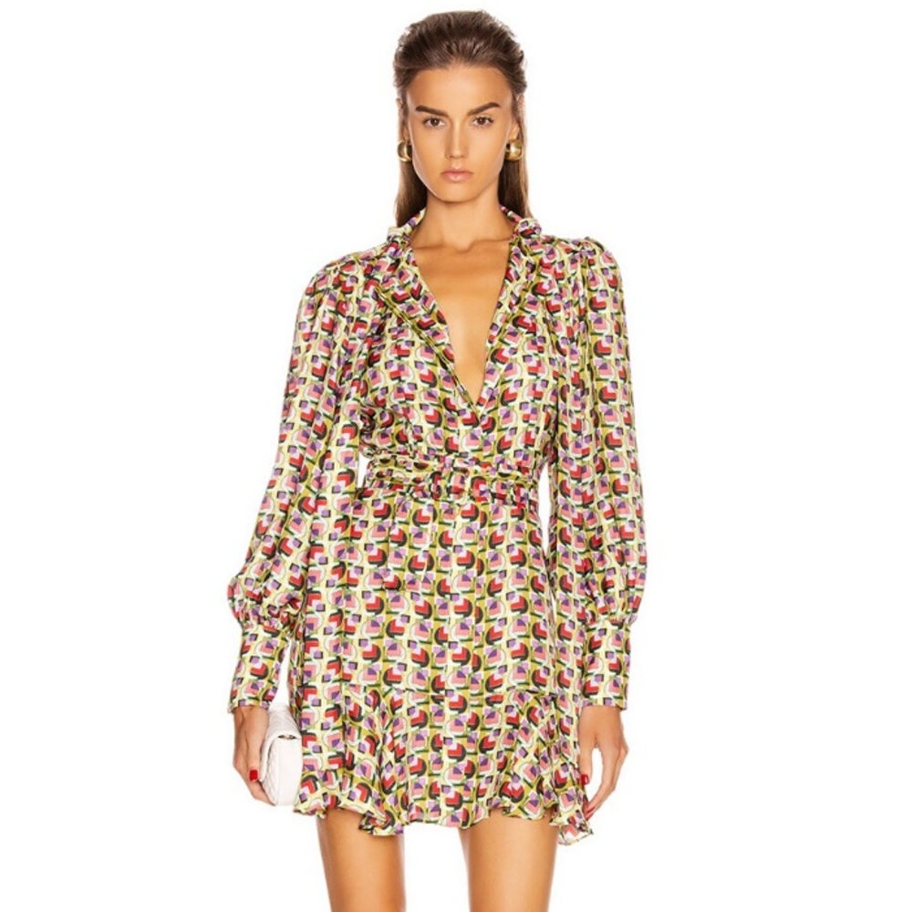 Alexis Mirene Tie-Neck Geometric Print Dress